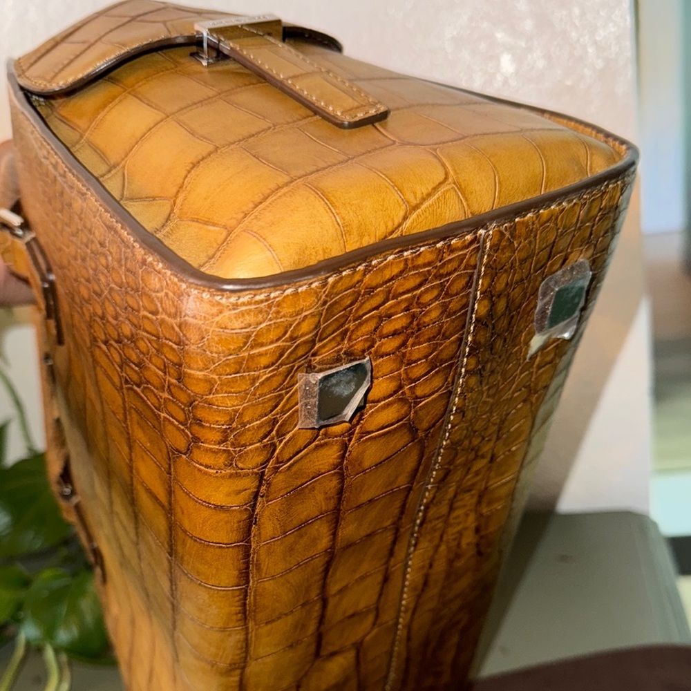 Michael Kors Brown Crocodile-Embossed Satchel Handbag - Picture 7 of 16